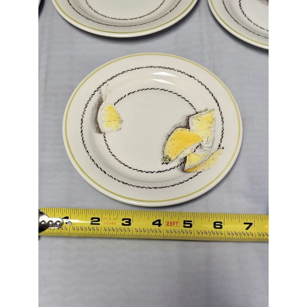 Gien France Vintage Citron Lemon Dessert Plates - Set of 6, 6.75